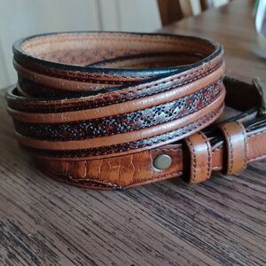 Leegin Genuine Leather Vintage Western Belt Brown design sz 36
